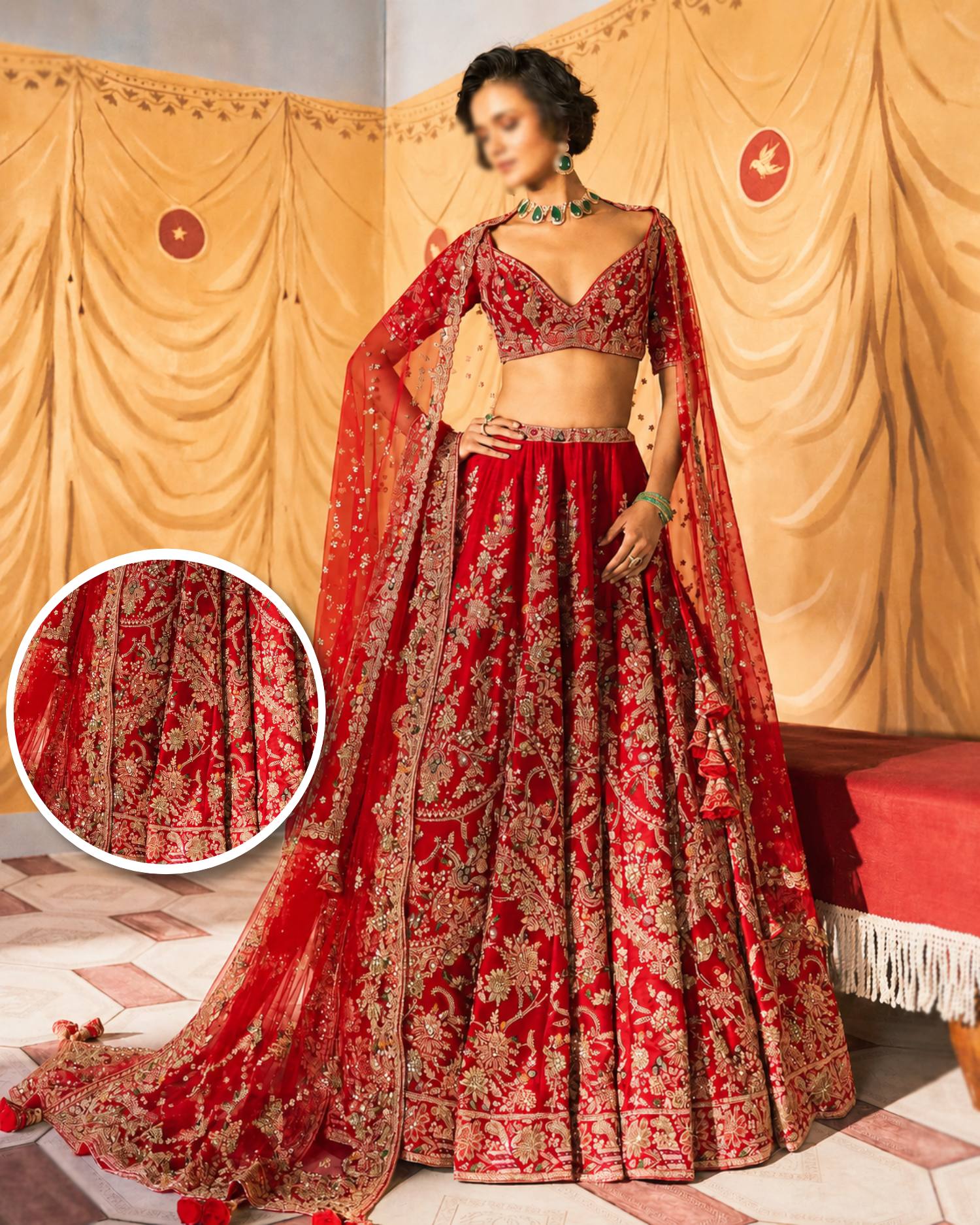 Bridal Lehenga Set — Premium Red (Full Accessories)